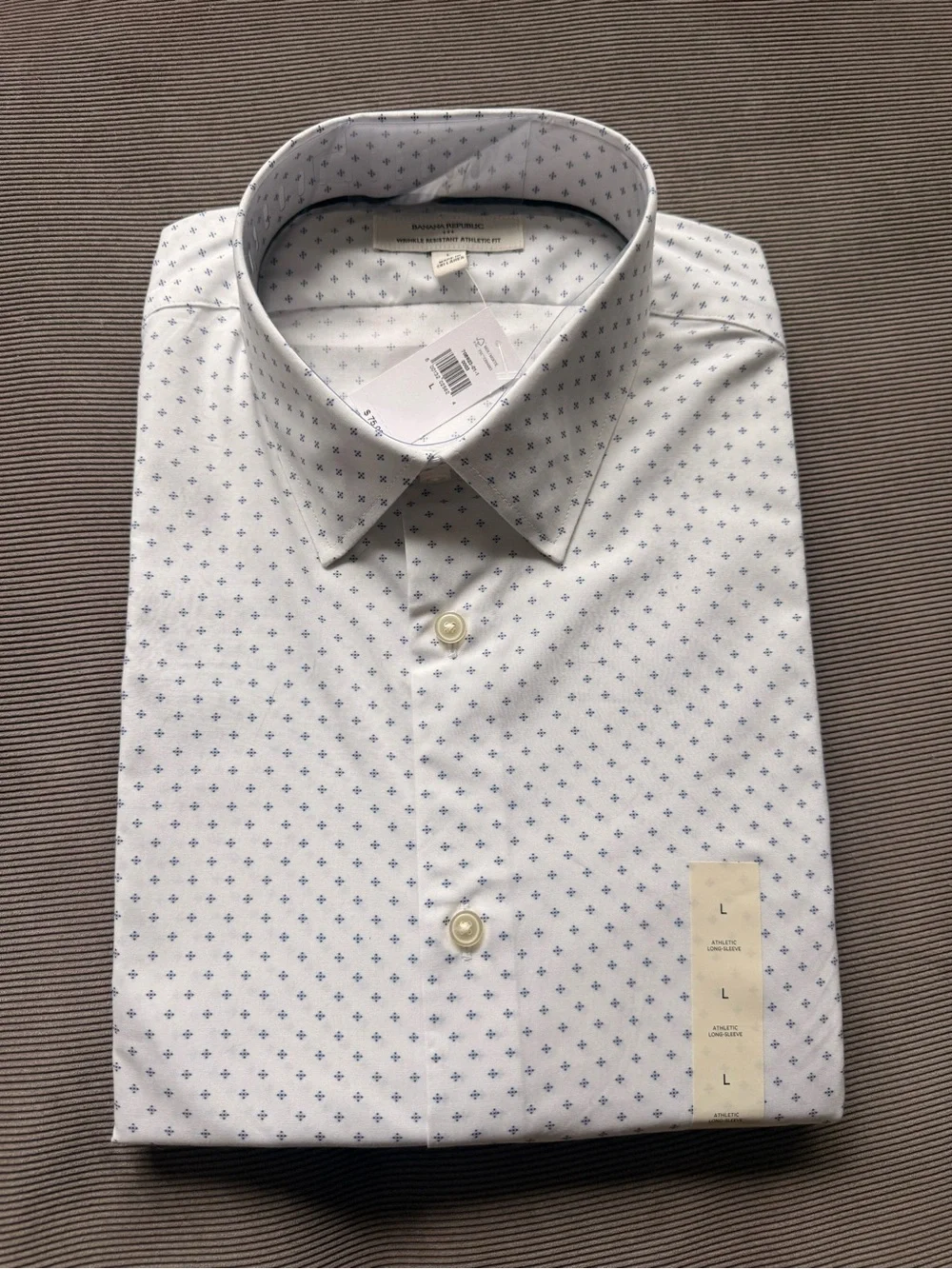 Banana Republic Men's Athletic Fit Dress Shirt Blue Mini Geo Large